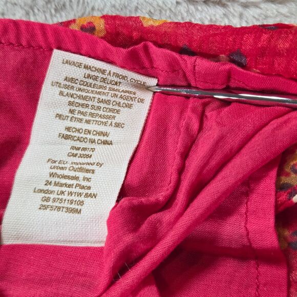 Free People Red Floral Tunic Mini Dress Size 2 Court Me With Flowers BOHO Whimsy - Picture 7 of 9